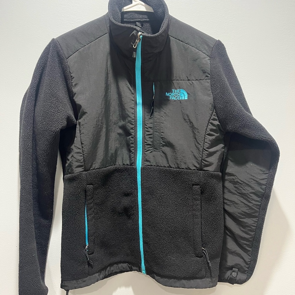 The‎ North Face Denali Jacket Womens Small Black Teal Fleece Polartec Outdoor